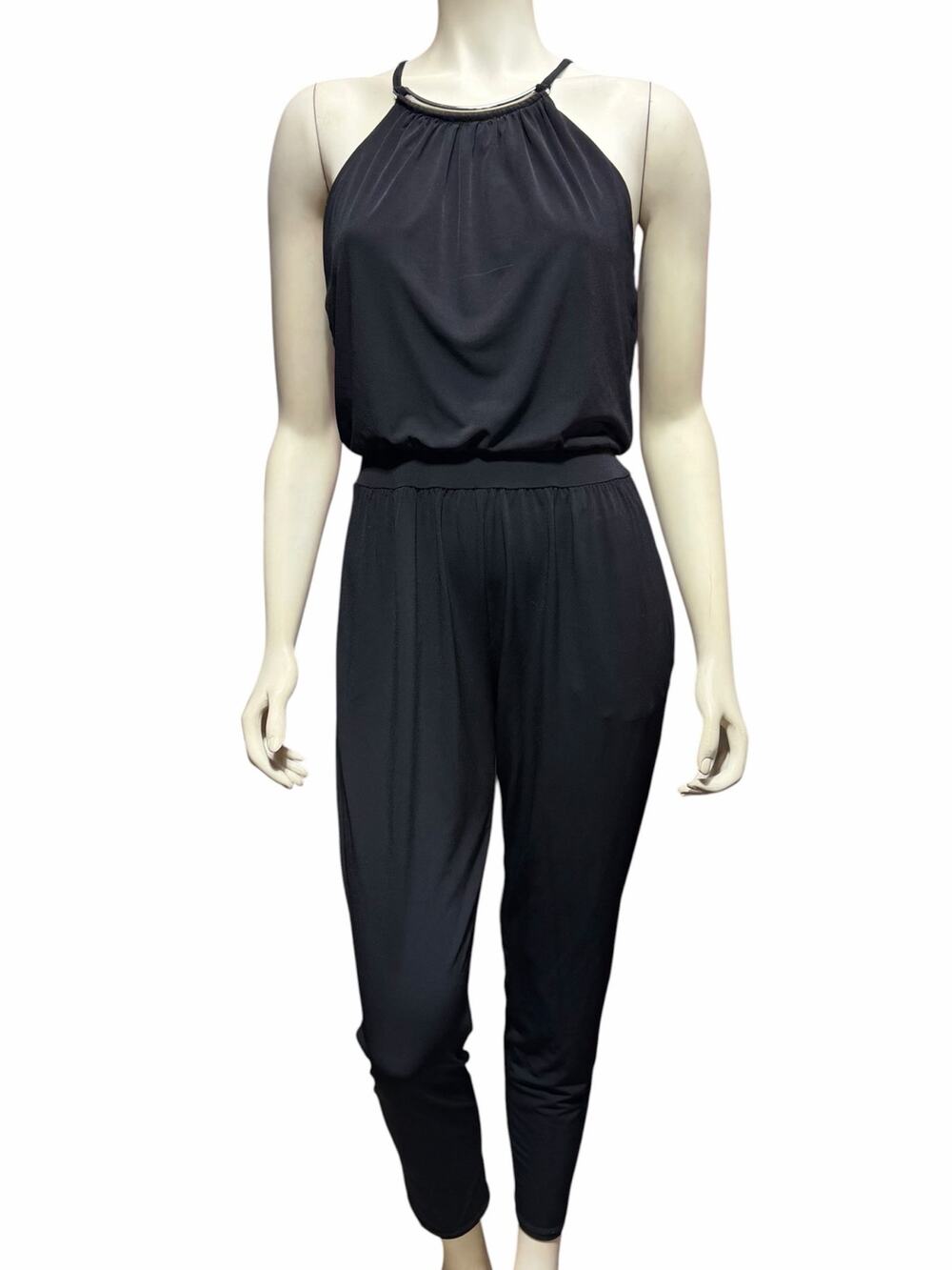 White House Black Market Petites Black Halter Jumpsuit Size 6P